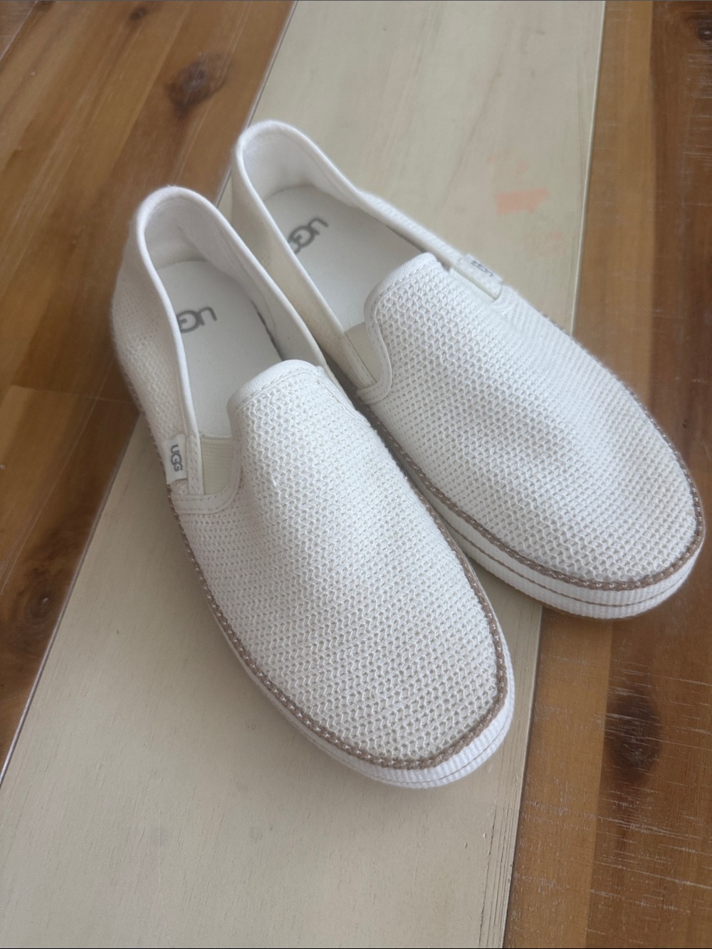 UGG Men’s Slip-On Knit Loafers in Off-White